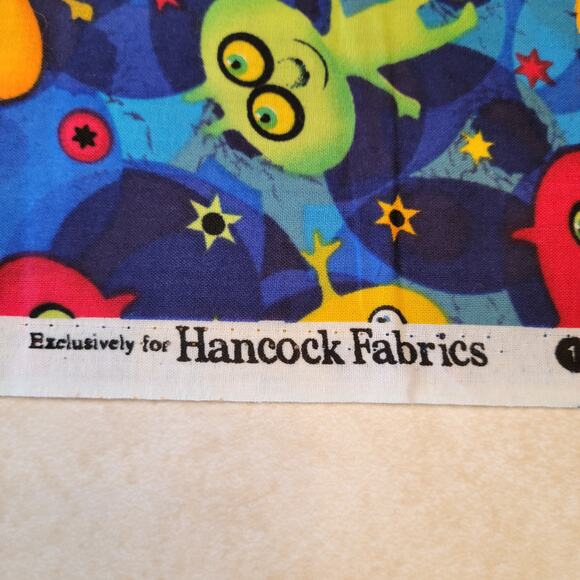 Cotton Fabric Colorful Aliens Stars Blue Space Print 1 Yd x 44" Hancock Fabrics - Picture 7 of 15